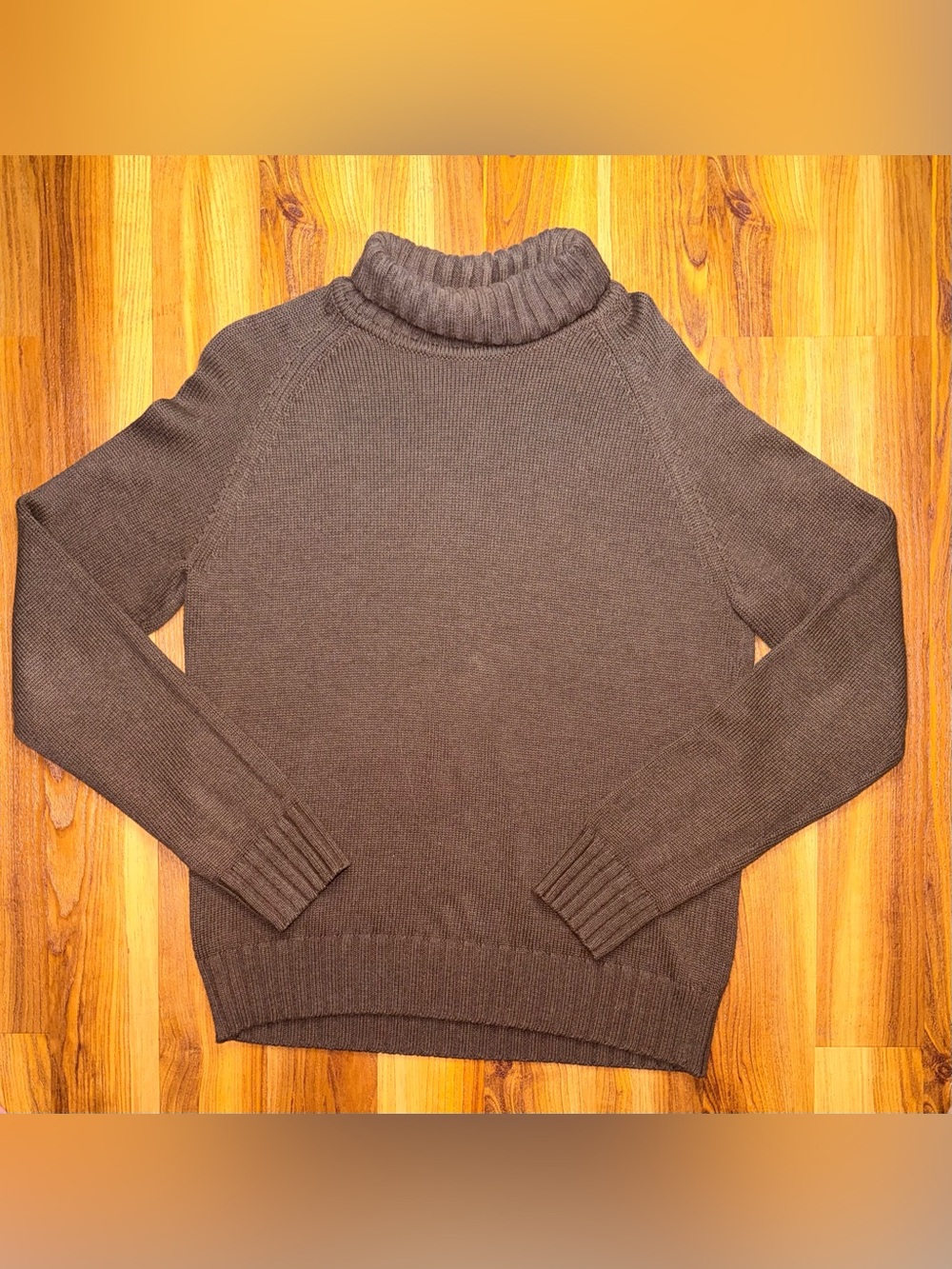 JEANNE PIERRE Brown Ribbed Turtleneck Sweater